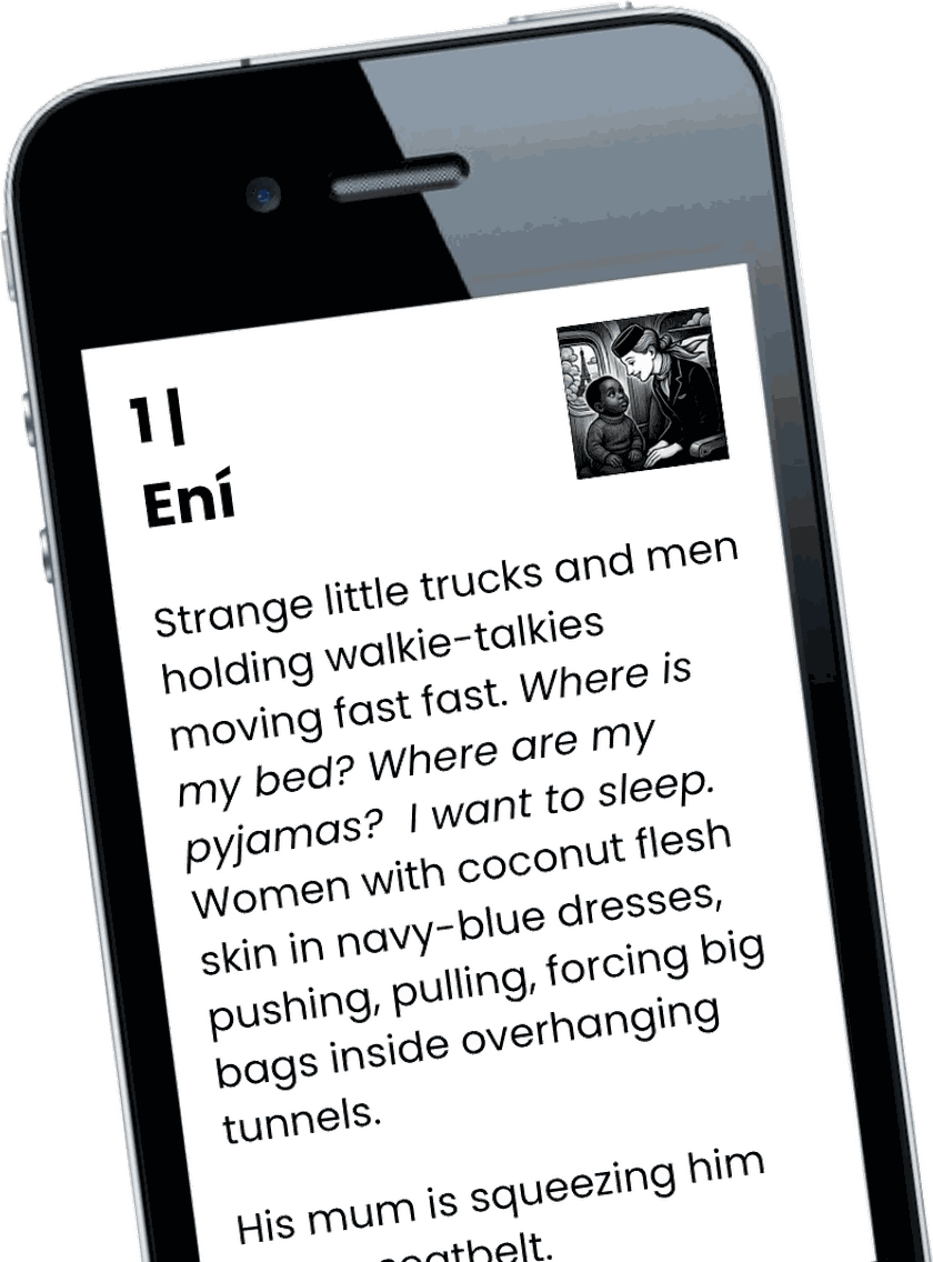 Chapter one of The Book of Ọ́l&aacute; shown on a phone screen